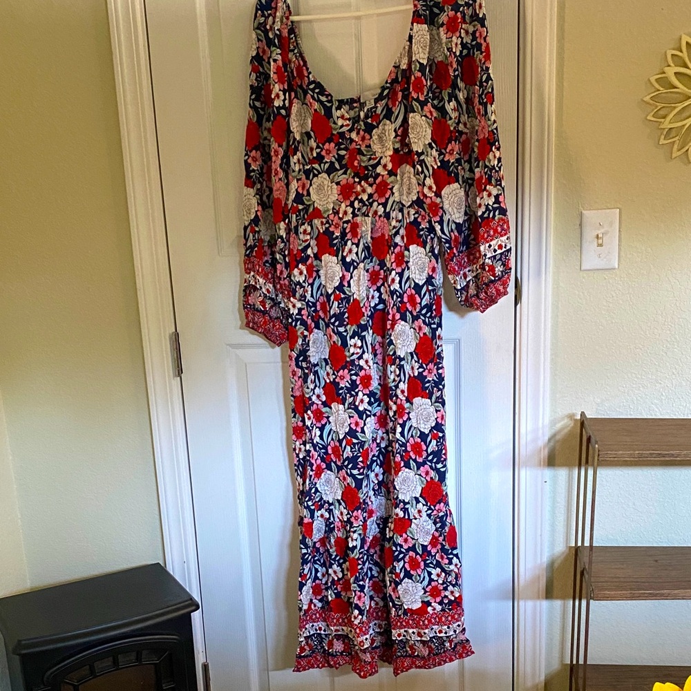 Vibrant Long Sleeve Floral Dress